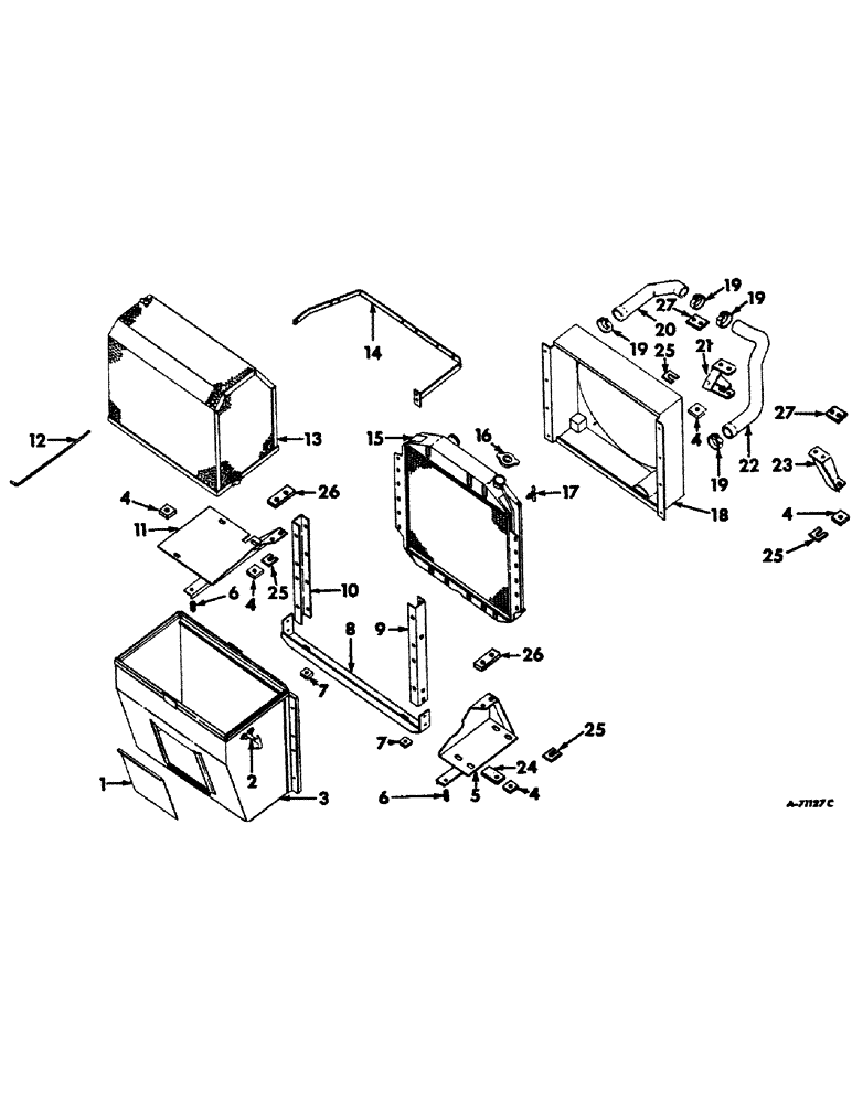 Схема запчастей Case IH 403 - (228) - AIR CHUTE, RADIATOR AND CONNECTIONS, COMBINE S/N 805 AND BELOW, C-282 ENGINE (10) - ENGINE