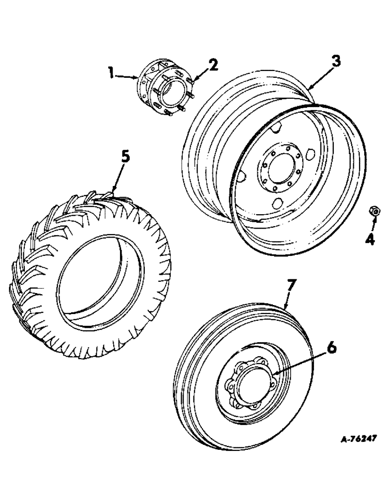 Схема запчастей Case IH 315 - (L-02) - WHEELS AND WHEEL WEIGHTS, MAIN AND GUIDE WHEEL, TIRE AND TUBE Wheels & Wheel Weights