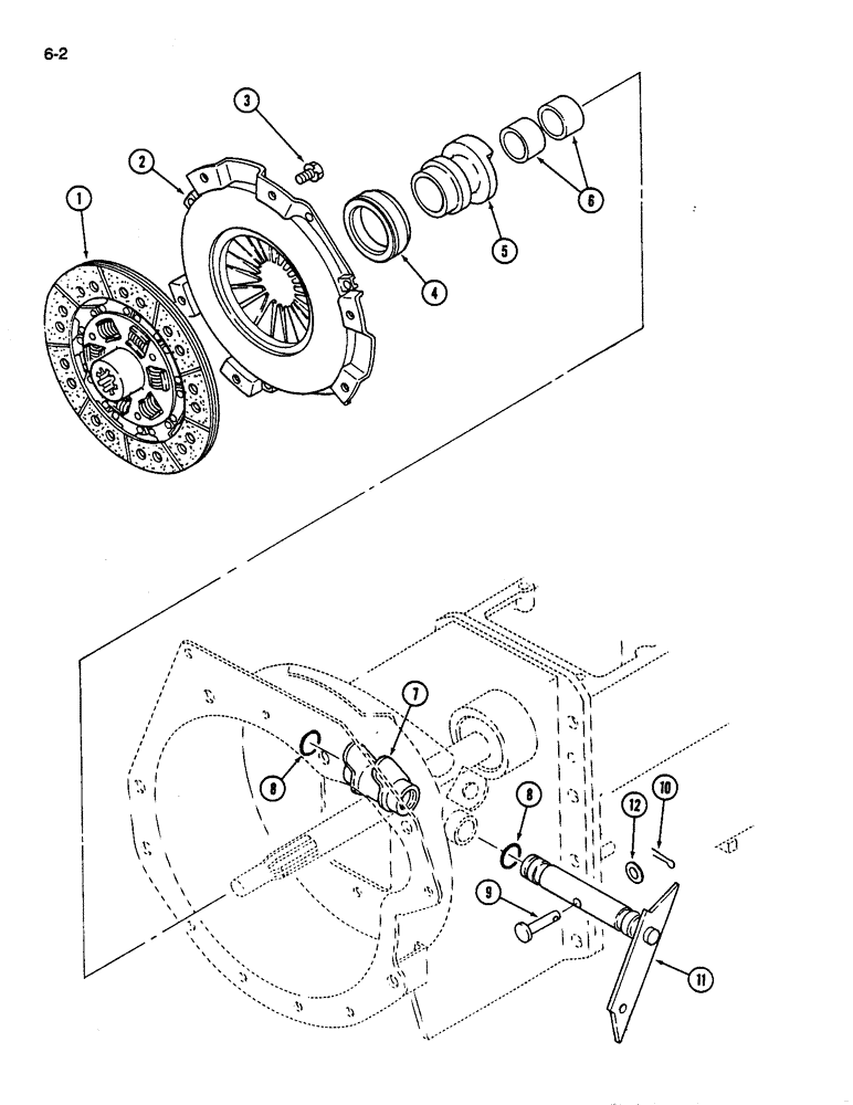 Схема запчастей Case IH 245 - (6-02) - ENGINE CLUTCH (06) - POWER TRAIN