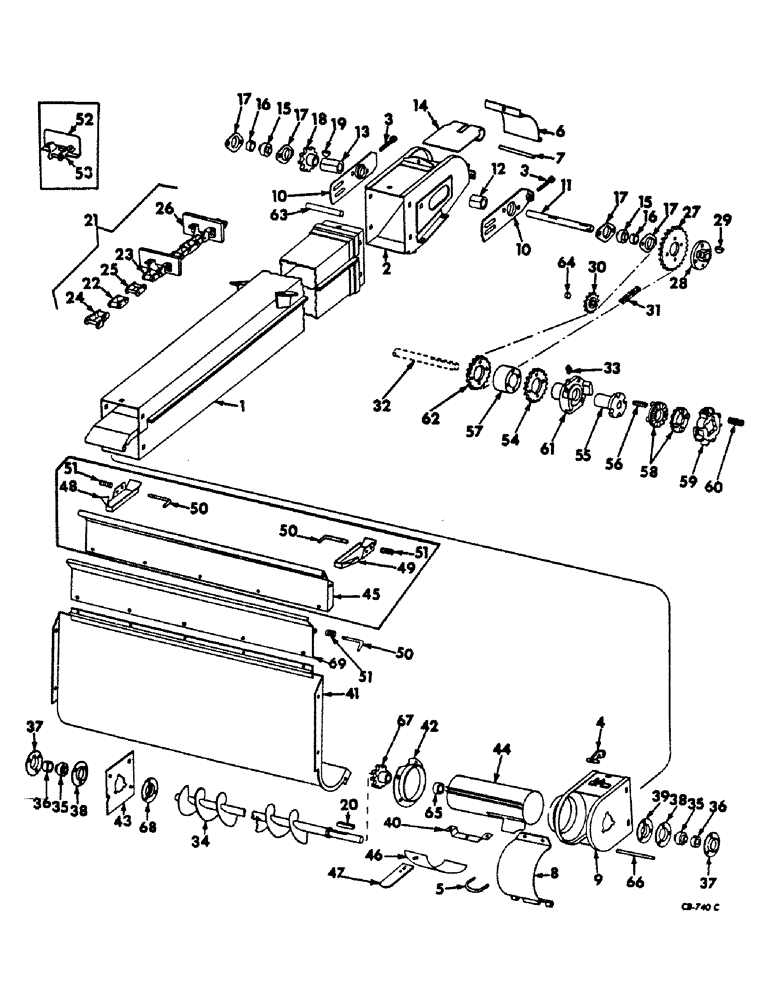 Схема запчастей Case IH 914 - (25-08) - ELEVATORS, TAILINGS ELEVATOR TROUGH AND DRIVE Elevators