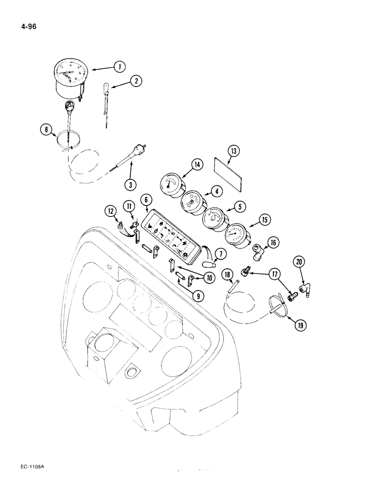 Схема запчастей Case IH 385 - (4-096) - INSTRUMENTS, WITHOUT CAB (04) - ELECTRICAL SYSTEMS