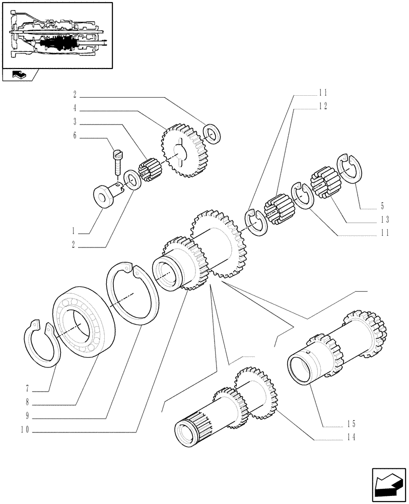 Схема запчастей Case IH FARMALL 95N - (1.28.1[04]) - 16X16 TRANSMISSION - REVERSER DRIVEN GEARS (03) - TRANSMISSION