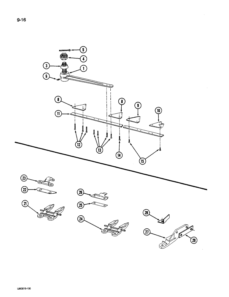 Схема запчастей Case IH 1190 - (9-016) - KNIFE, 1190 MOWER CONDITIONER / KNIFE GUARDS (STANDARD DOUBLE GUARDS) (03) - CHASSIS/MOUNTED EQUIPMENT