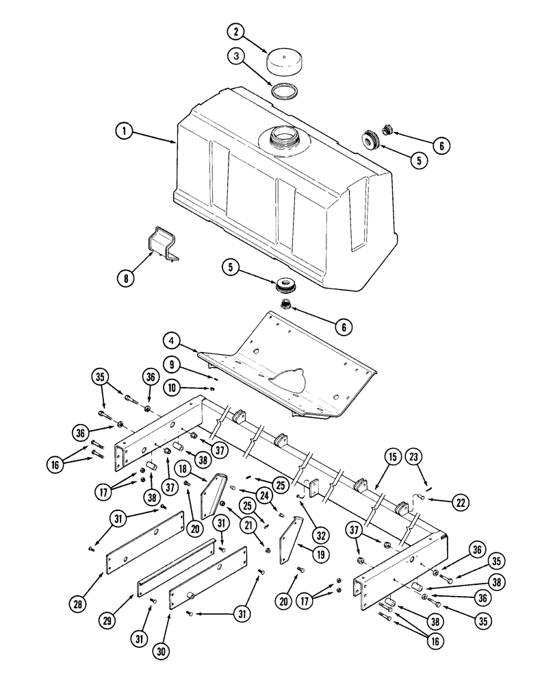 Схема запчастей Case IH 1200 - (L.40.A[11]) - LIQUID FERTILIZER TANK AND MOUNTING, ALL RIGID TRAILING PLANTERS L - Field Processing