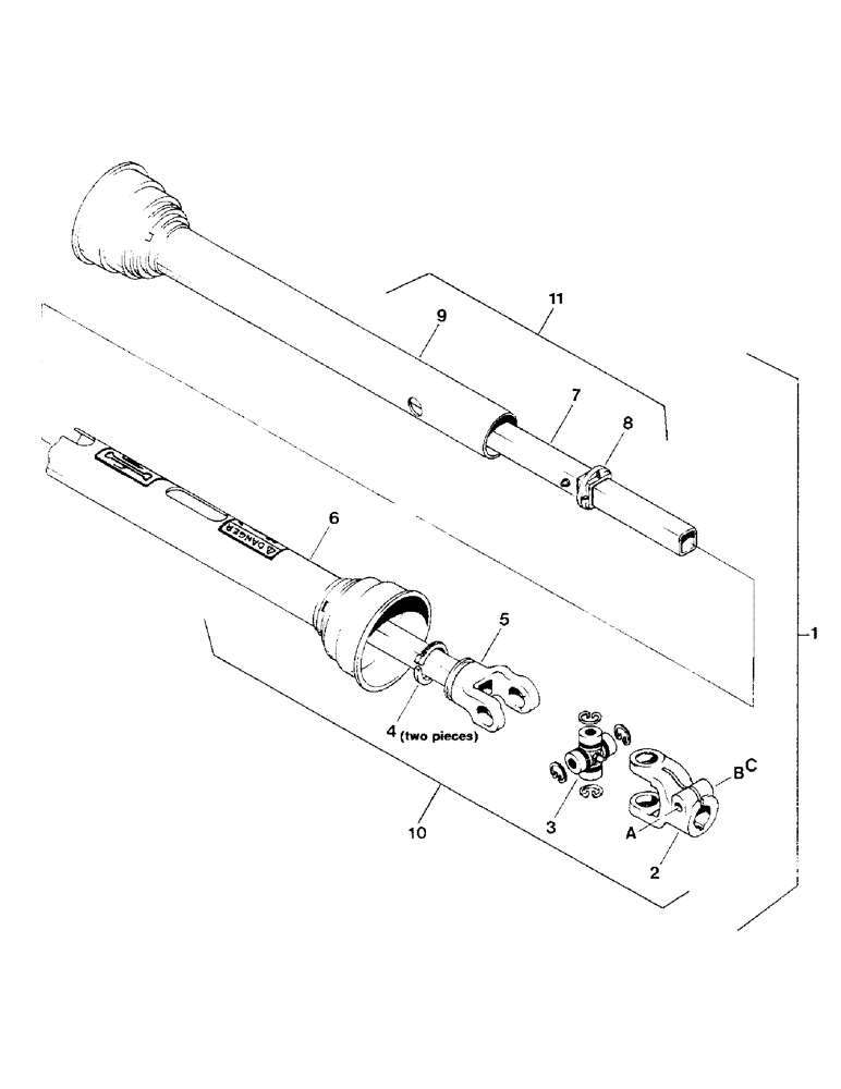Схема запчастей Case IH 6000 - (9-14) - DRIVE LINE (09) - CHASSIS/ATTACHMENTS