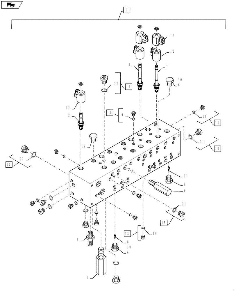 Схема запчастей Case IH 610 - (35.359.06) - BOOM CONTROL VALVE, 7 BANK, BREAKDOWN, 60/85 BOOM (35) - HYDRAULIC SYSTEMS