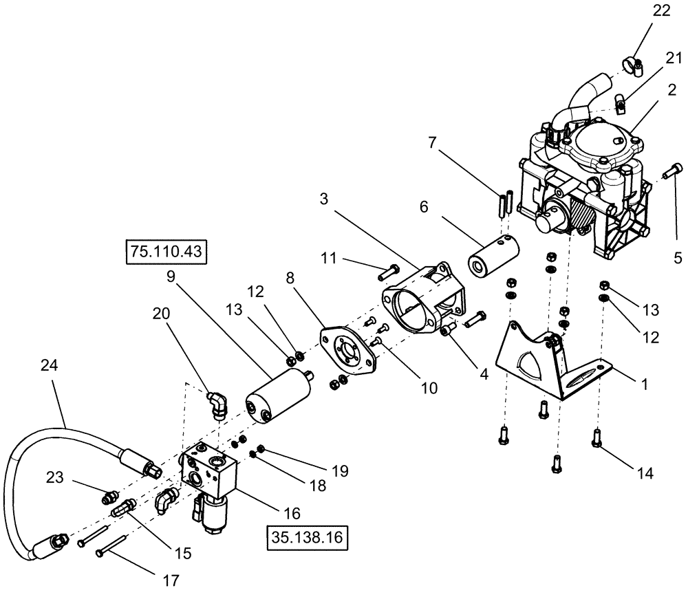 Схема запчастей Case IH 1250 - (75.110.13) - LIQUID FERTILIZER - PUMP AND MOUNTING - 400 GALLON TANK (75) - SOIL PREPARATION