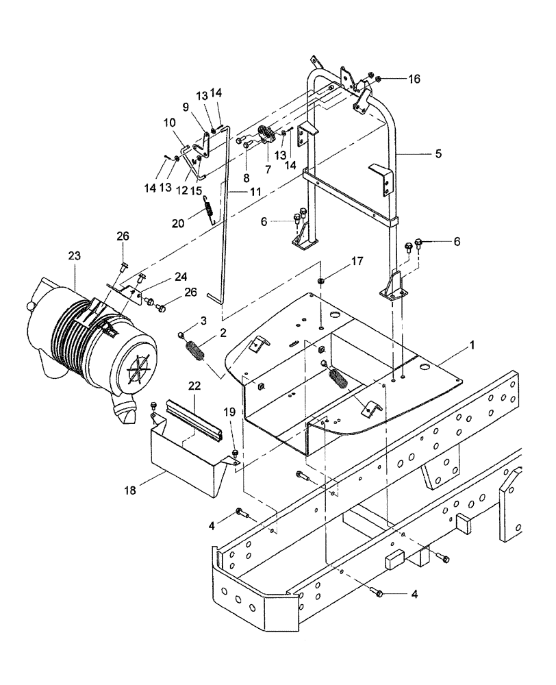 Схема запчастей Case IH DX55 - (02.01.02) - BATTERY STAND HOLDER & HOOD LATCH - EHSS (02) - ENGINE EQUIPMENT