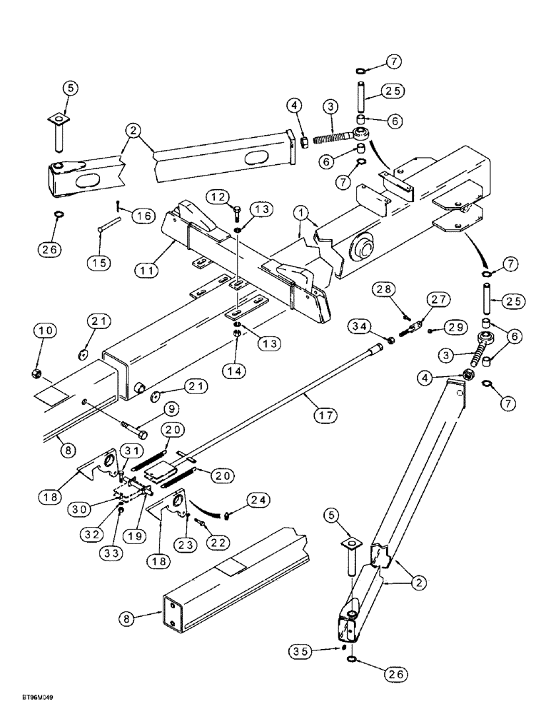 Схема запчастей Case IH 955 - (9A-034) - TELESCOPING TONGUE, 12/23 SOLID ROW CROP - FRONT FOLD (09) - CHASSIS/ATTACHMENTS