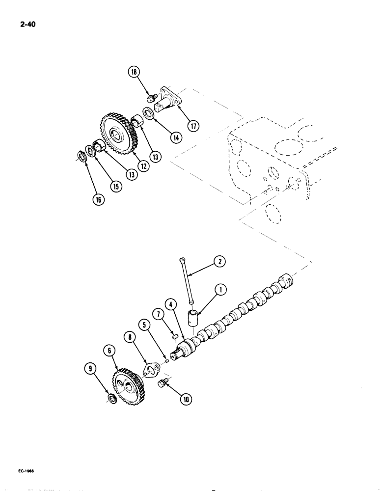 Схема запчастей Case IH 1825 - (2-40) - CAMSHAFT, DIESEL MODELS (02) - ENGINE