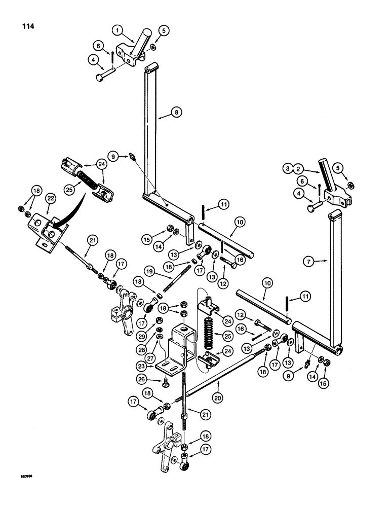 Схема запчастей Case IH 1845B - (114) - FORWARD AND REVERSE CONTROLS (11) - TRACKS/STEERING