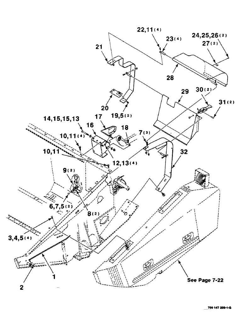 Схема запчастей Case IH SC414 - (7-18) - SHIELD ASSEMBLY, LEFT, 14 FOOT (09) - CHASSIS