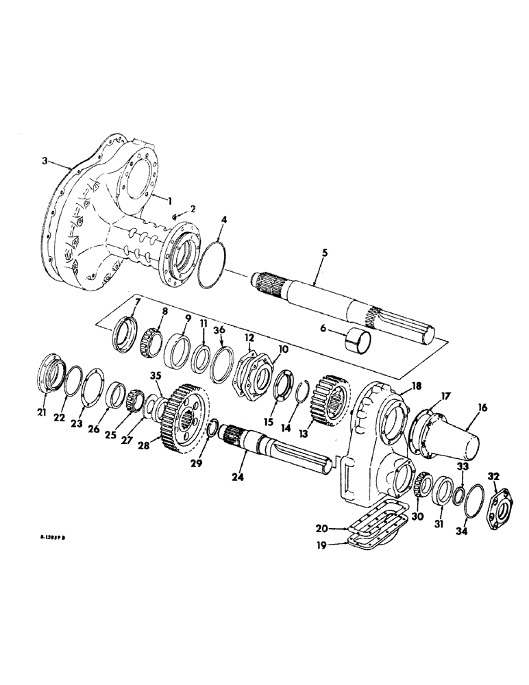 Схема запчастей Case IH 826 - (07-36) - DRIVE TRAIN, FINAL DRIVE, COUNTERSHAFT AND CARRIER, FARMALL TRACTORS WITH COTTON PICKER (04) - Drive Train