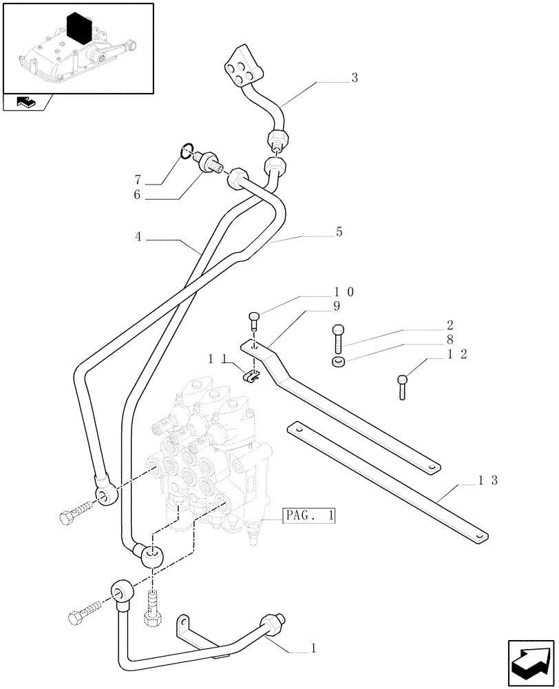 Схема запчастей Case IH FARMALL 95 - (1.82.7/02[03]) - 3 CONTROL VALVES - PIPES (VAR.335085) (07) - HYDRAULIC SYSTEM