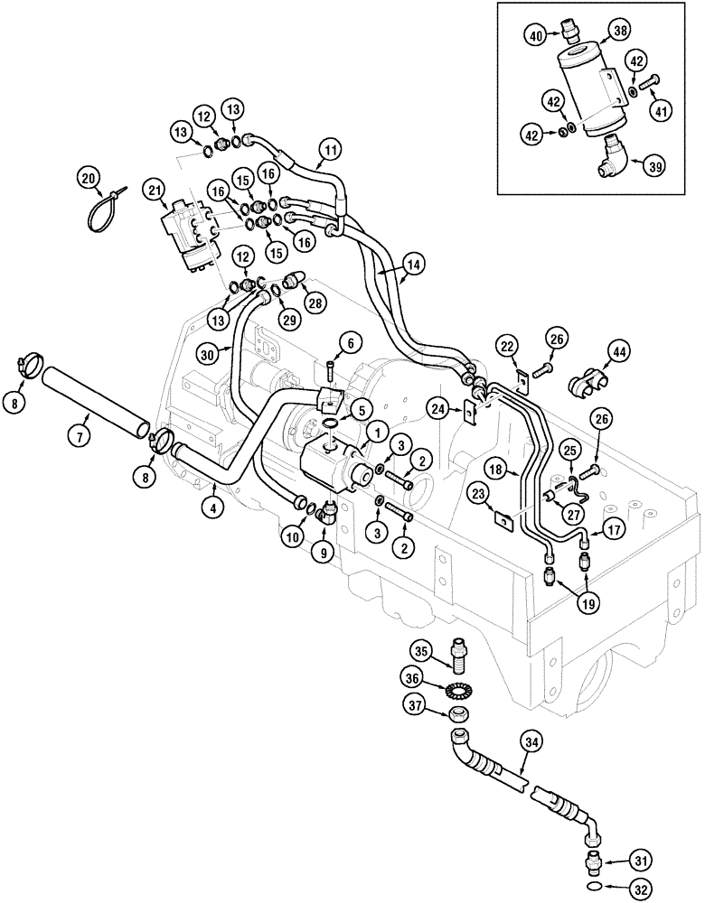 Схема запчастей Case IH CX50 - (05-05) - STEERING PIPES (05) - STEERING