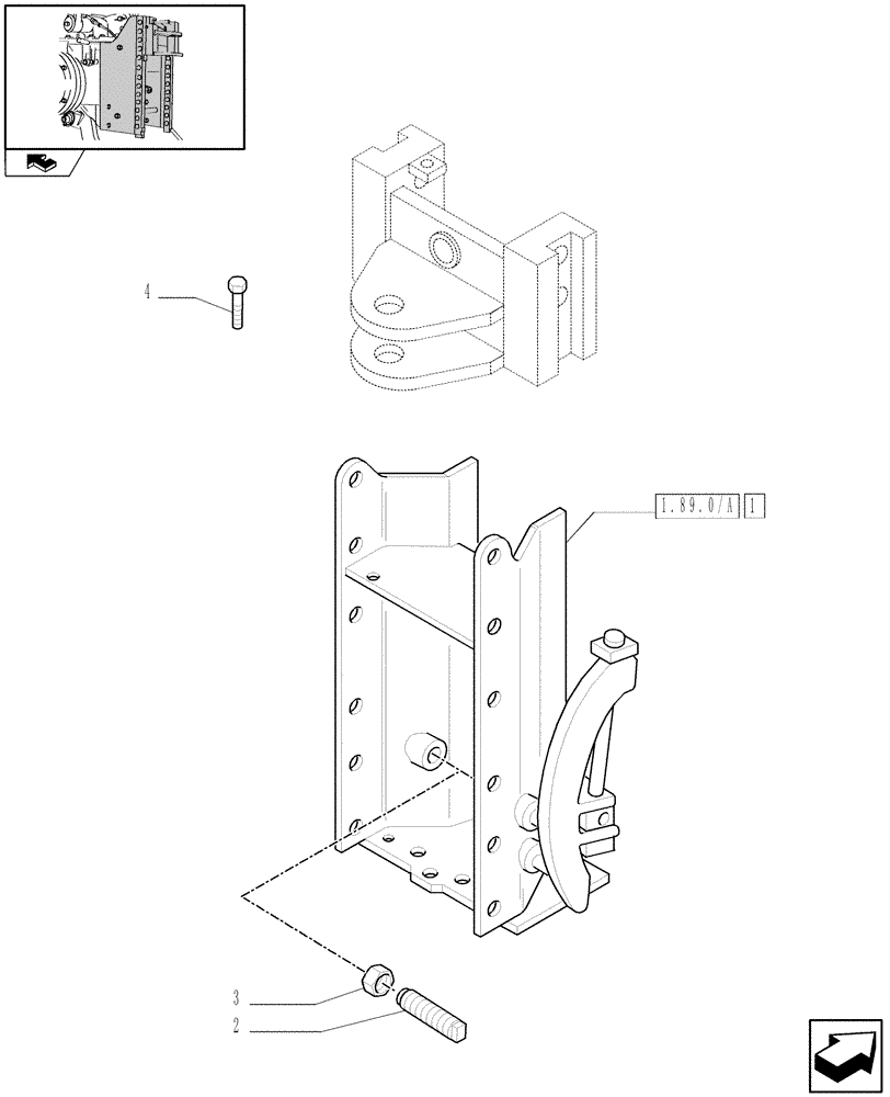 Схема запчастей Case IH FARMALL 75N - (1.89.0) - PIN TYPE HITCH SUPPORT (09) - IMPLEMENT LIFT