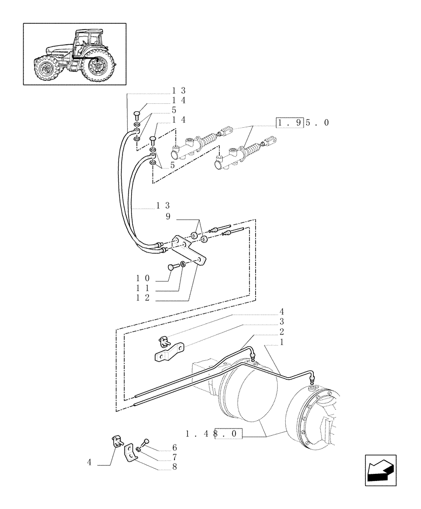Схема запчастей Case IH JX100U - (1.68.5/01) - BRAKE PIPING (05) - REAR AXLE