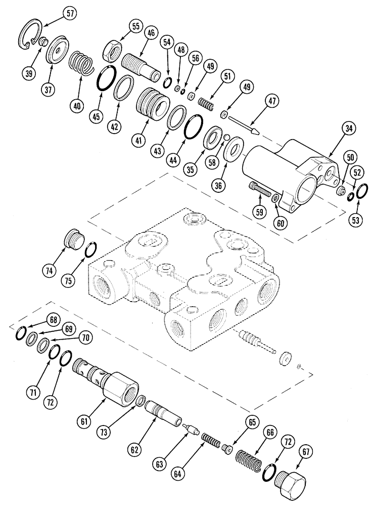 Схема запчастей Case IH 5250 - (8-070) - HYDRAULIC, REMOTE VALVE ASSEMBLY, SINGLE ACTING, CONTD (08) - HYDRAULICS