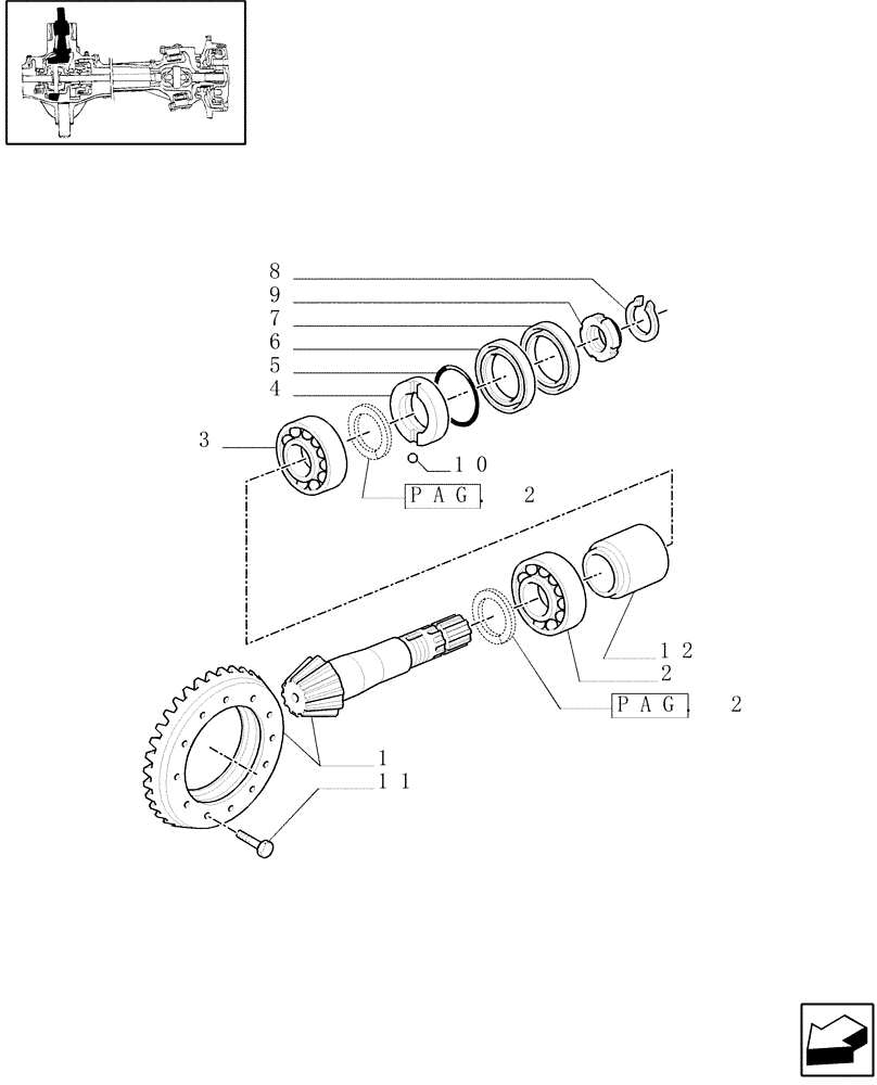 Схема запчастей Case IH MXM130 - (1.40.0/06[01]) - 4WD FRONT AXLE - BEVEL GEAR PAIR (04) - FRONT AXLE & STEERING