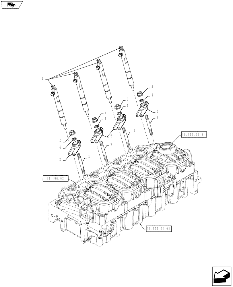 Схема запчастей Case IH FARMALL 75A - (10.218.01[02]) - INJECTORS (10) - ENGINE