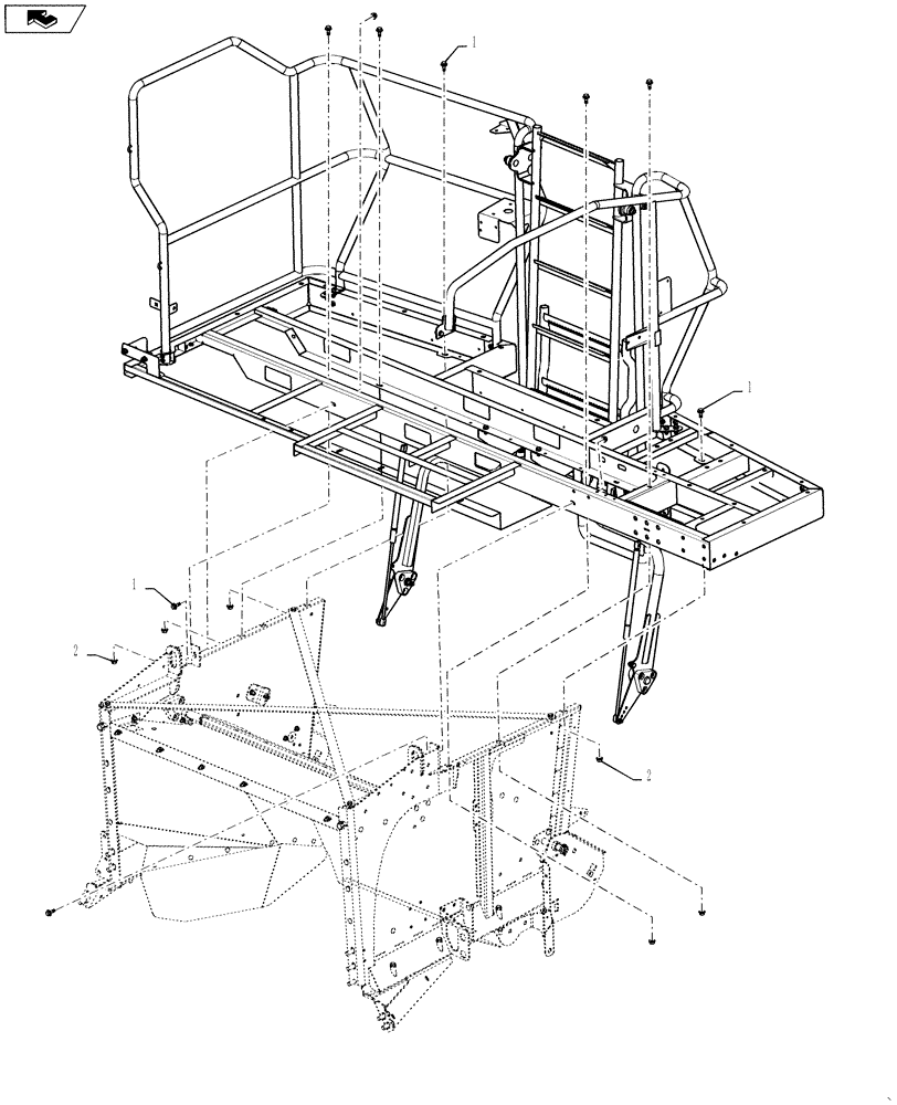 Схема запчастей Case IH 9230 - (90.118.41[02]) - DECK, REAR ATTACHMENT HARDWARE (90) - PLATFORM, CAB, BODYWORK AND DECALS