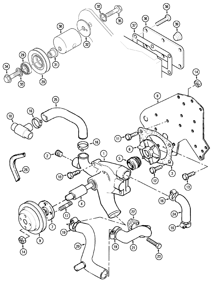 Схема запчастей Case IH CX60 - (02-17) - WATER PUMP SYSTEM (02) - ENGINE
