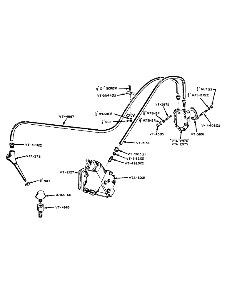 Схема запчастей Case IH VAI-SERIES - (095) - HYDRAULIC PUMP &LINES WITH DBL. ACTING CONTROL MOUNTING & BELT PULLEY OPENING, TRACS.BEFORE #5159895 (08) - HYDRAULICS