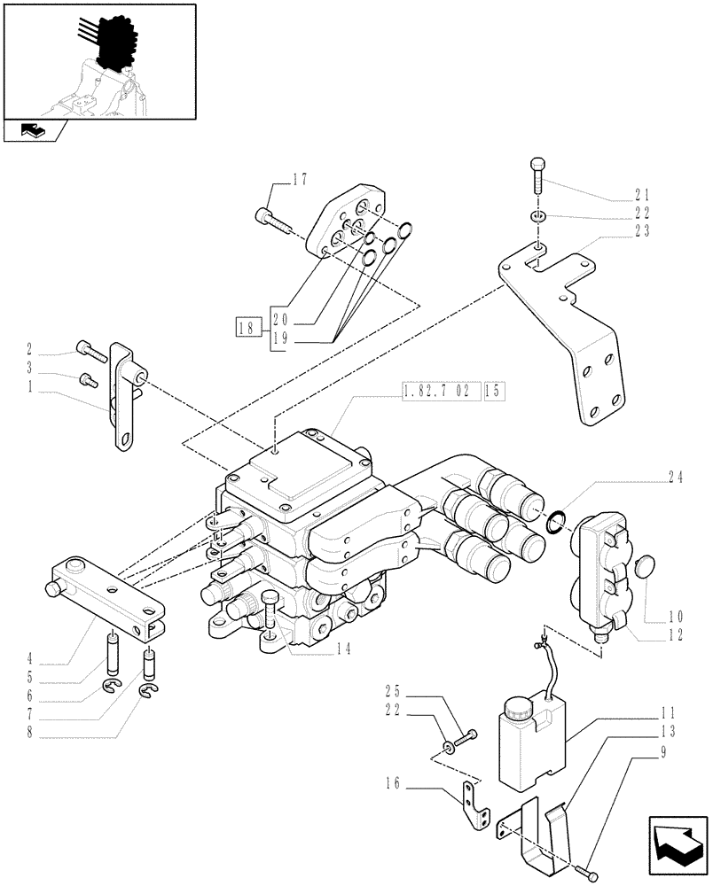 Схема запчастей Case IH PUMA 125 - (1.82.7[01A]) - 2 MECHANICAL REAR REMOTE CONTROL VALVES - DISTRIBUTOR, COVER AND OIL COLLECTOR - D6788 (07) - HYDRAULIC SYSTEM