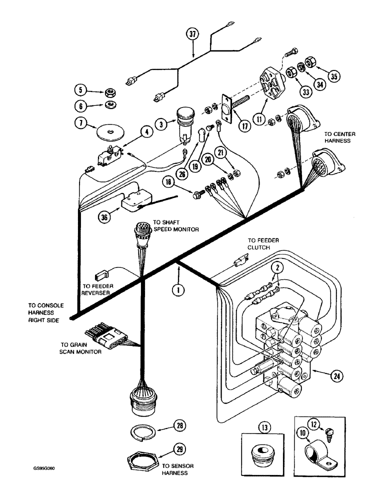 Схема запчастей Case IH 1670 - (4-10) - CONSOLE HARNESS, LEFT HAND SIDE (06) - ELECTRICAL