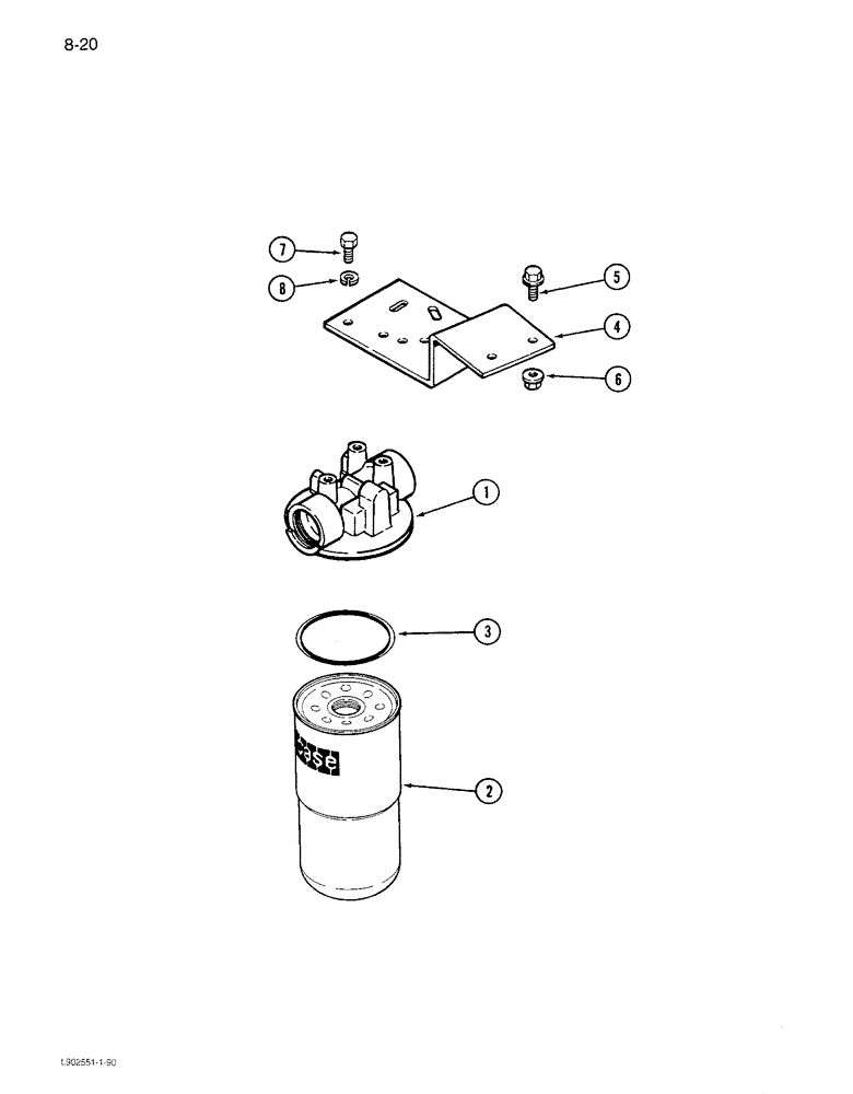 Схема запчастей Case IH 1680 - (8-020) - HYDRAULIC SUCTION FILTER, CORN & GRAIN COMBINE, P.I.N. JJC0047918 & AFTER (07) - HYDRAULICS