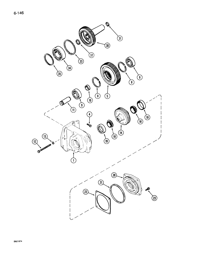 Схема запчастей Case IH 7150 - (6-146) - TRANSMISSION PUMP DRIVE, TRANSMISSION S/N AJB0041175 AND AFTER (06) - POWER TRAIN