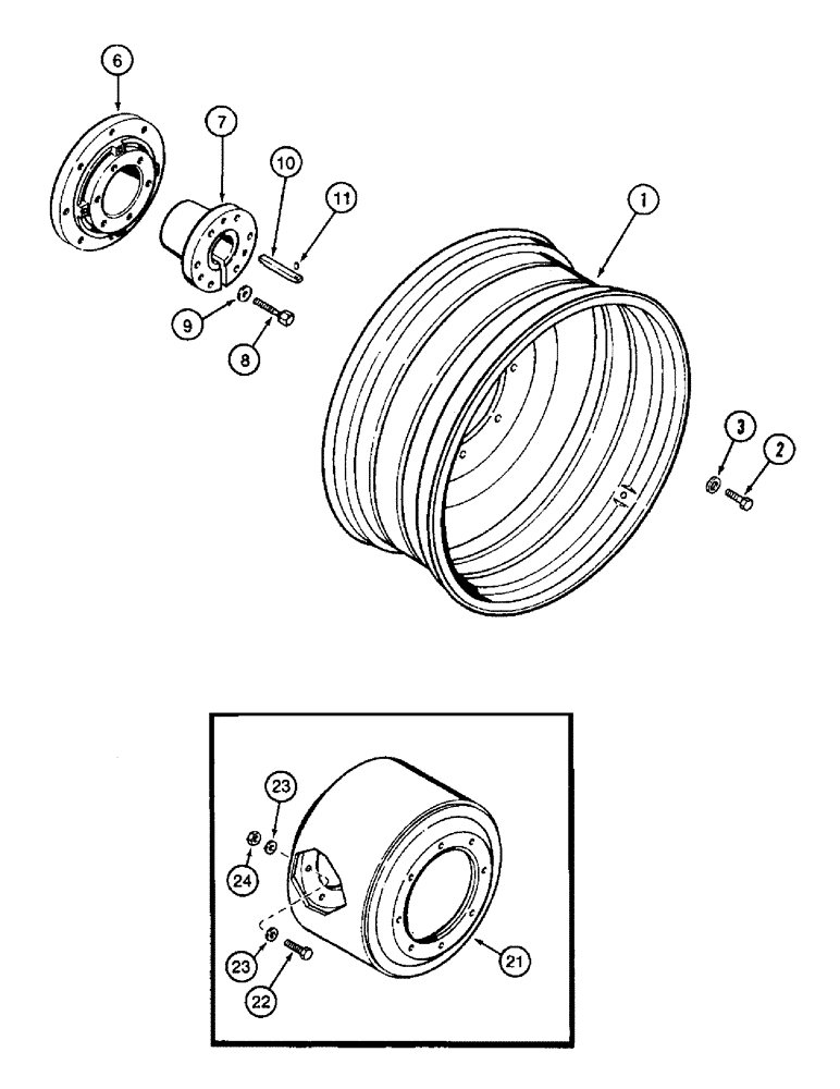 Схема запчастей Case IH 8940 - (6-086) - STEEL REAR WHEELS, SINGLE OR DUAL, PRIOR TO P.I.N. JJA0083000 (06) - POWER TRAIN