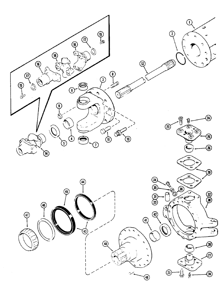 Схема запчастей Case IH 2470 - (180) - FRONT AXLE, TRUNNION AND WHEEL SPINDLE, PRIOR TO AXLE SERIAL NO. 10110612 (05) - STEERING