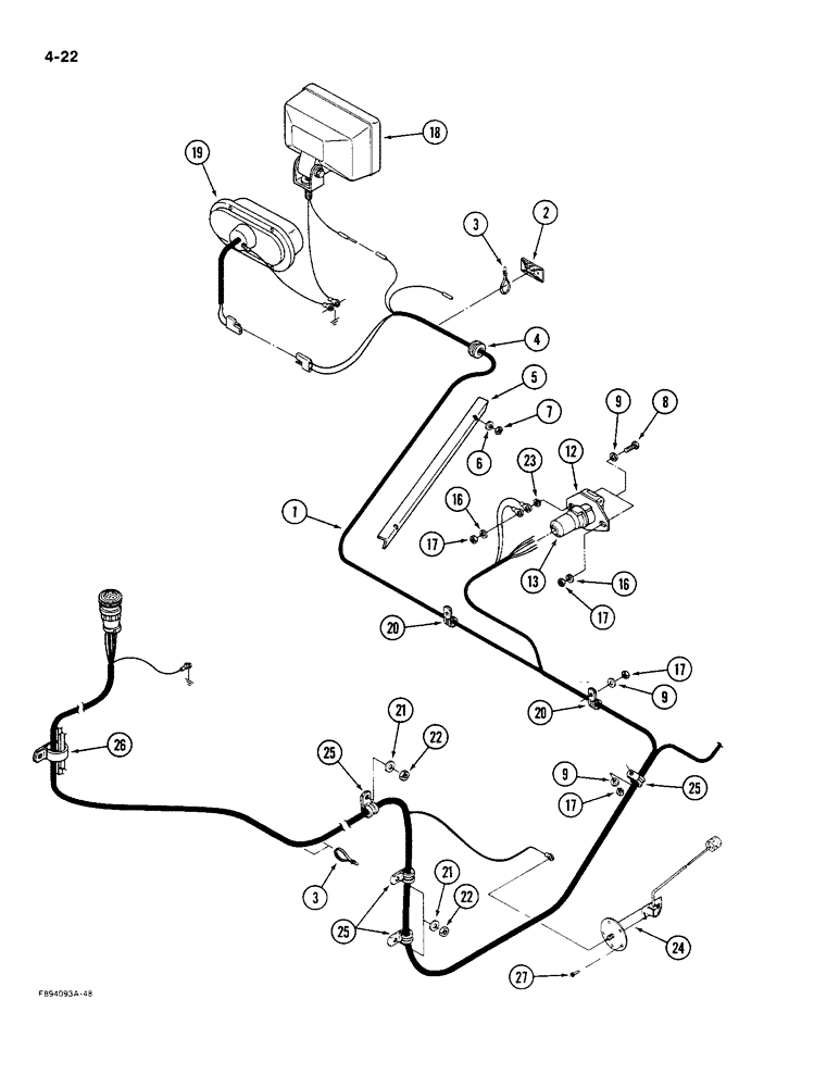 Схема запчастей Case IH 9270 - (4-22) - REAR FRAME HARNESS (04) - ELECTRICAL SYSTEMS