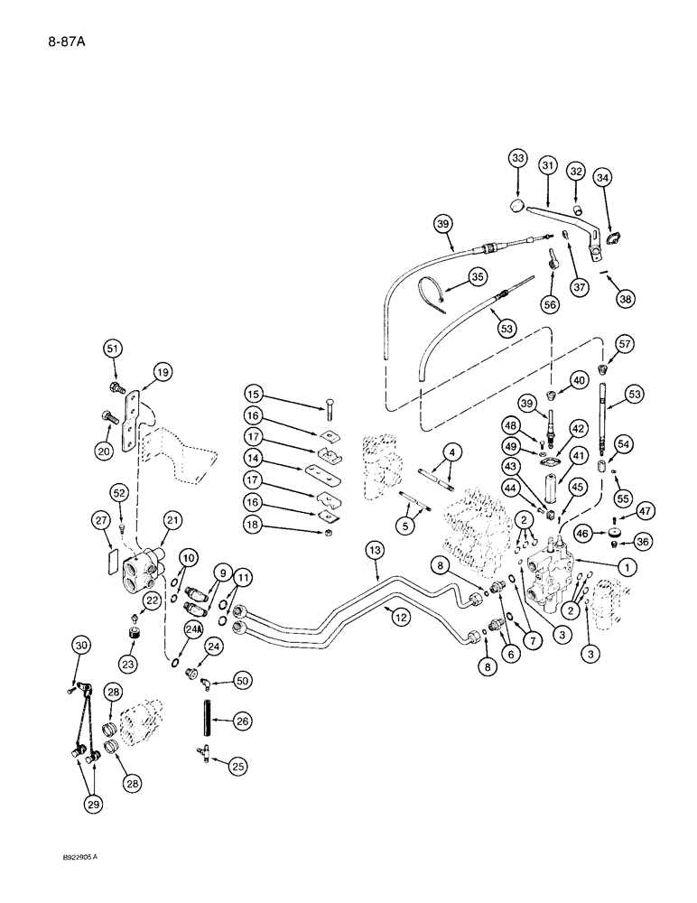 Схема запчастей Case IH 7120 - (8-87A) - FOURTH CIRCUIT REMOTE HYDRAULICS, TRANSMISSION SERIAL NUMBER AJB0060500 AND AFTER (08) - HYDRAULICS