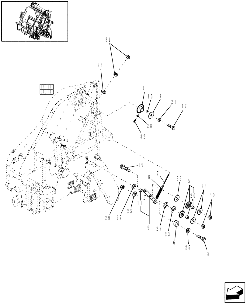 Схема запчастей Case IH RBX463 - (12.13[2]) - APRON & CLUTCH DRIVE, LH, EUROPE & R.O.W., P.I.N. Y6N016414 & AFTER (12) - MAIN FRAME