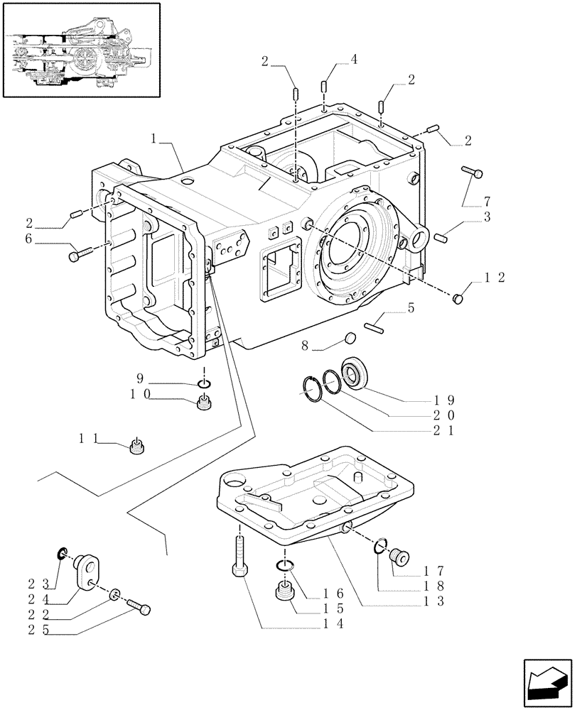 Схема запчастей Case IH MAXXUM 110 - (1.21.0[02]) - TRANSMISSION 12X12 (40 KM/H) - REAR AXLE HOUSING, COVERS AND RELATED PARTS (03) - TRANSMISSION
