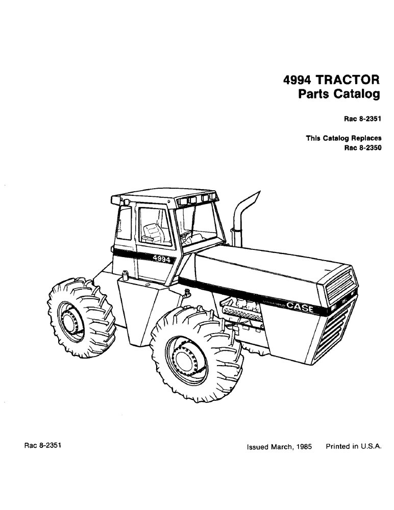 Схема запчастей Case IH 4994 - (1-03) - 4994 TRACTOR (00) - PICTORIAL INDEX
