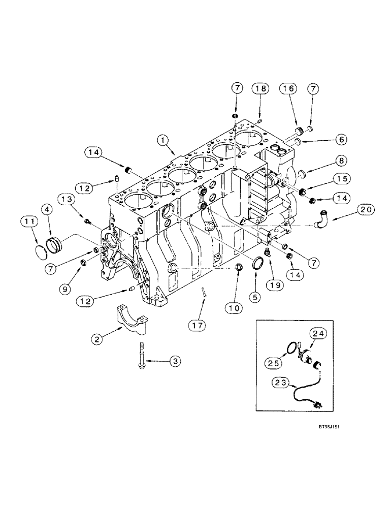 Схема запчастей Case IH 2166 - (2-42) - CYLINDER BLOCK, 6T-830 ENGINE, PRIOR TO COMBINE P.I.N. JJC0180000 (01) - ENGINE