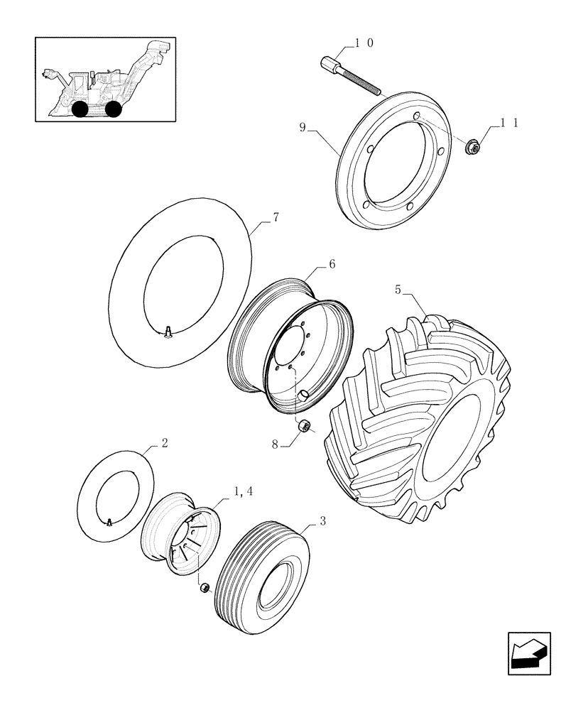 Схема запчастей Case IH A4000 - (A09.05[01]) - WHEELS Mainframe & Functioning Components