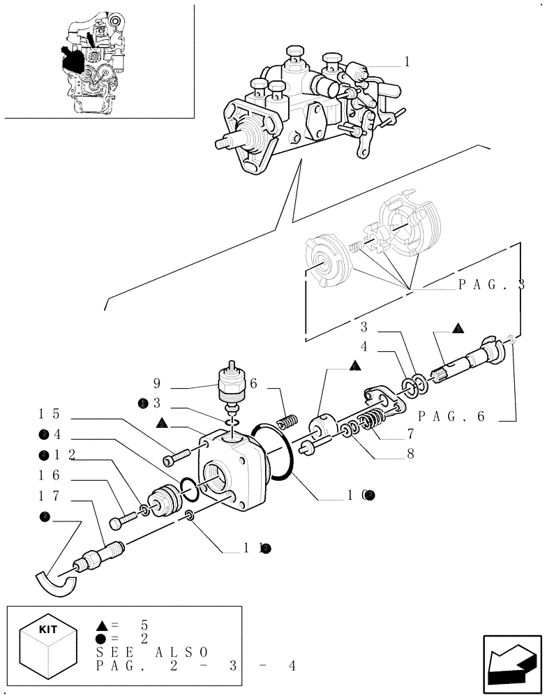 Схема запчастей Case IH JX65 - (0.14.0/ A[01]) - INJECTION PUMP (01) - ENGINE