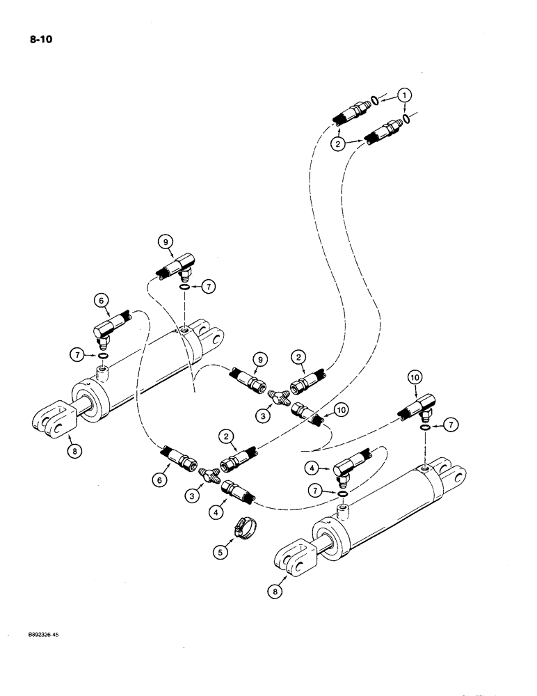 Схема запчастей Case IH 780 - (8-10) - TRANSPORT LIFT HYDRAULIC CIRCUIT, DUAL WELDED TYPE CYLINDER (08) - HYDRAULICS