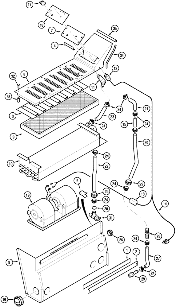 Схема запчастей Case IH MX90C - (09-44) - HEATER ASSEMBLY LP CAB (09) - CHASSIS