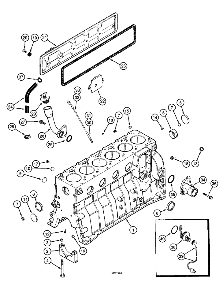Схема запчастей Case IH 1800 - (2-34) - CYLINDER BLOCK, 6TA-590 ENGINE (01) - ENGINE