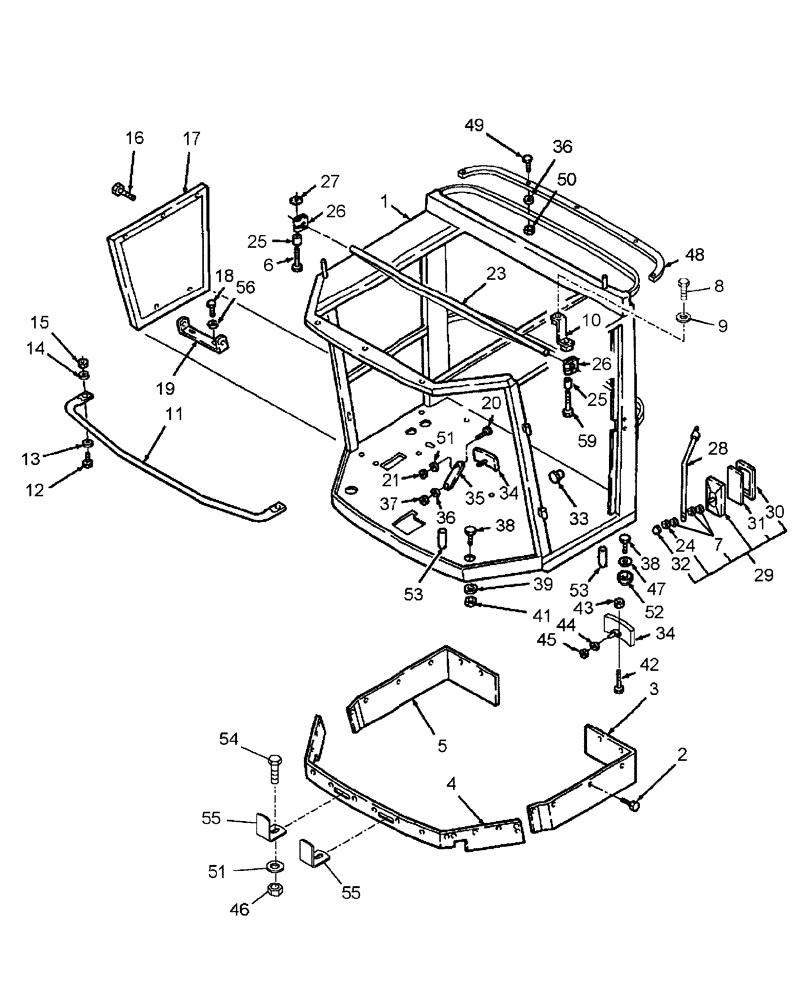 Схема запчастей Case IH WDX1701 - (007) - CAB FRAME (90) - PLATFORM, CAB, BODYWORK AND DECALS