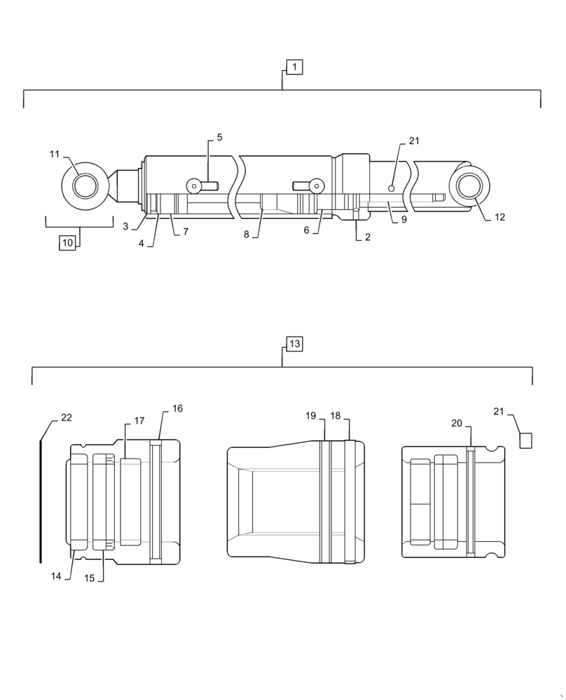 Схема запчастей Case IH L745 - (35.723.030[01]) - BUCKET CYLINDER, HYDRAULIC CYLINDER - MSL (35) - HYDRAULIC SYSTEMS