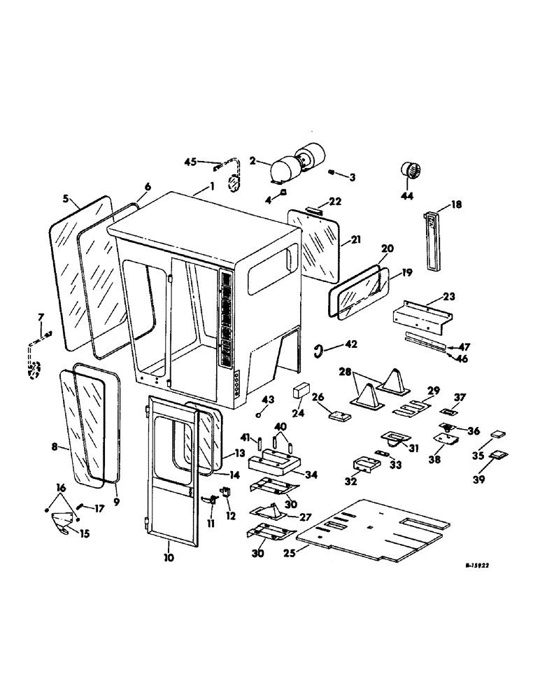 Схема запчастей Case IH 95 - (13-11) - SUPERSTRUCTURE, OPERATORS CAB, SERIAL NUMBER 1012 AND ABOVE (05) - SUPERSTRUCTURE