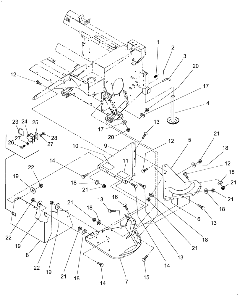 Схема запчастей Case IH RD182 - (90.119.01) - SHIELDING, LH (90) - PLATFORM, CAB, BODYWORK AND DECALS