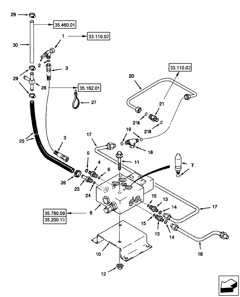 Схема запчастей Case IH 2577 - (33.202.22) - HYDRAULICS - BRAKE, PARKING AND TOW VALVE (33) - BRAKES & CONTROLS