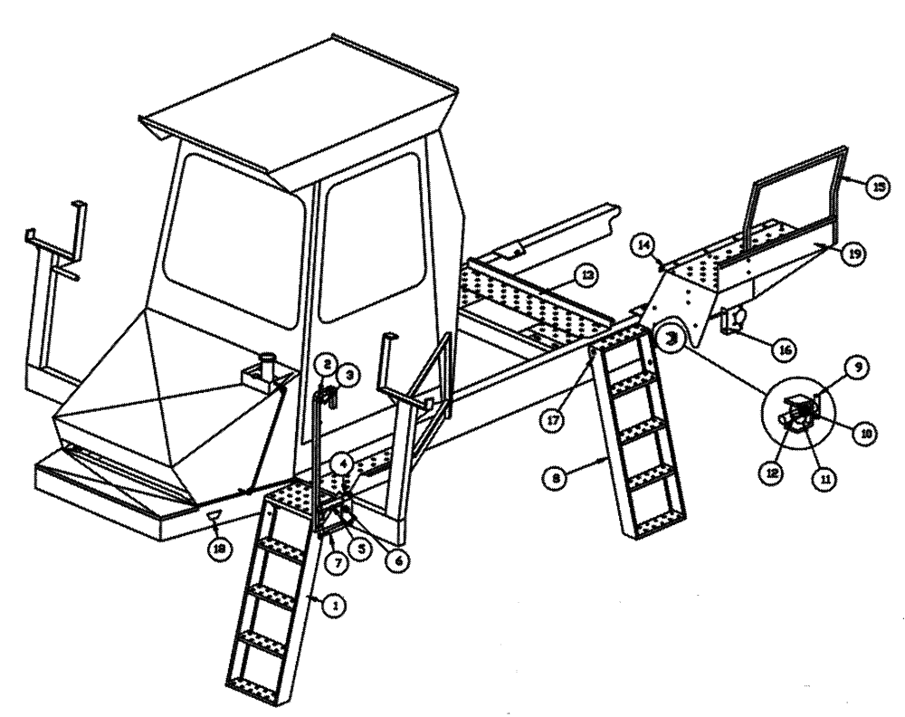 Схема запчастей Case IH PATRIOT WT - (03-002) - LADDER ASSEMBLY Suspension & Frame